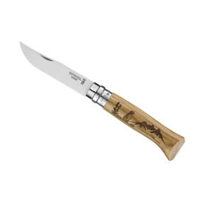 Couteau de poche Opinel N°08 Animalia Marmotte manche en chêne