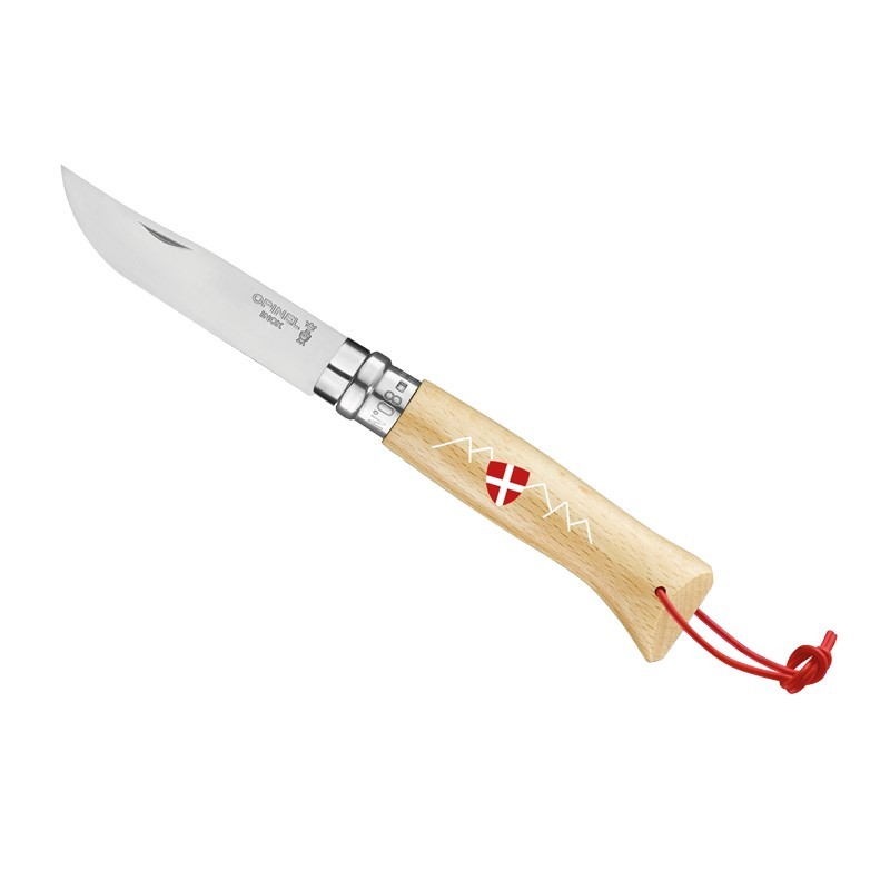 Opinel No.8 Gravure Vélo 254511 Couteau de poche avec manche en hêtre Lame en acier 8,5 cm